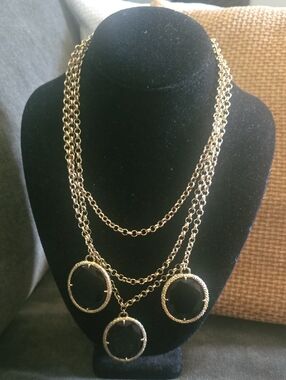 Talbots Gold Tone Layered Necklace with Smoky Quartz Coloured Stones